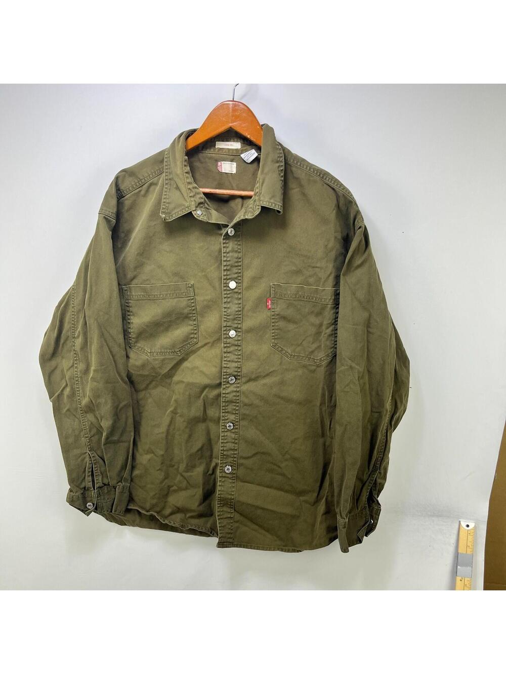Vintage 90s Levis Loose Fit Olive Button Shirt XL